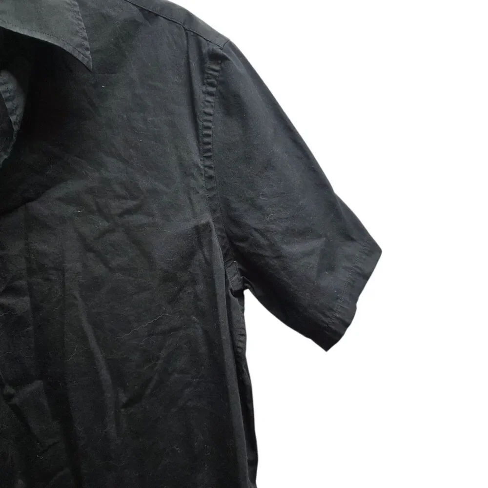 Banana Republic Black Stretch Classic Button Down Shirt Short Sleeve M